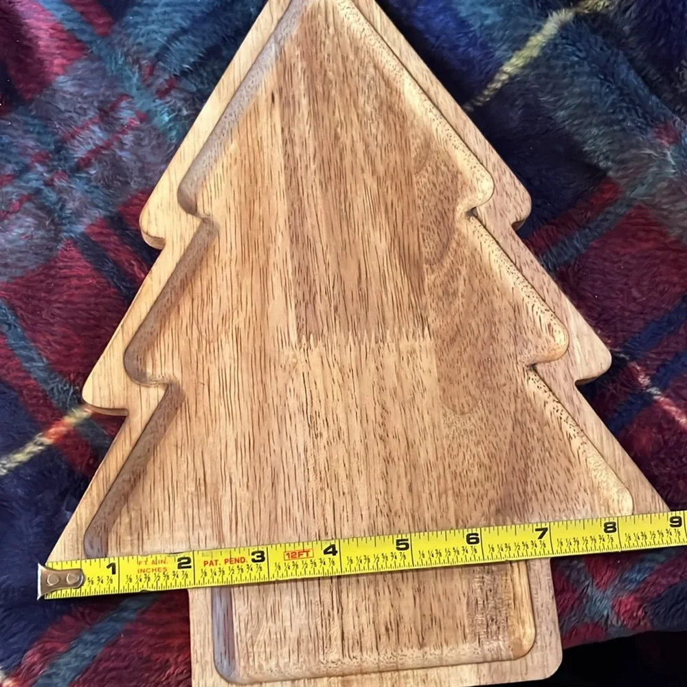 Wooden Christmas Tree Serving Tray